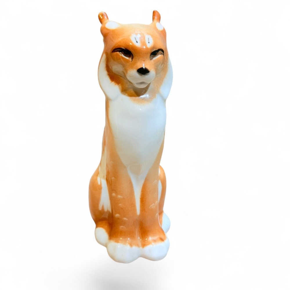 Vtg Lomonosov USSR Lynx / Bobcat 8 " Porcelain Figurine Free S/H